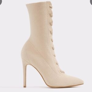 Aldo Cream Lace-Up Heeled Boots